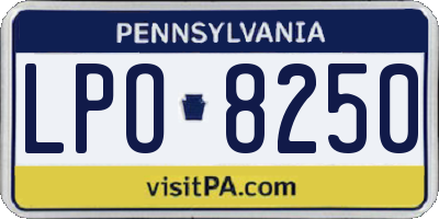 PA license plate LPO8250