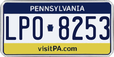 PA license plate LPO8253