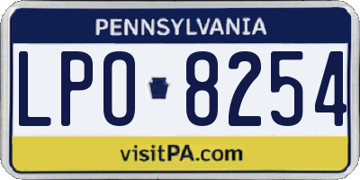 PA license plate LPO8254