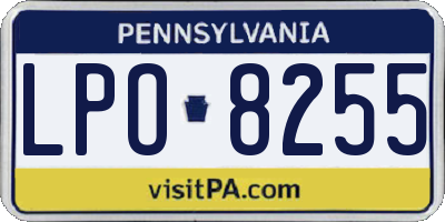 PA license plate LPO8255