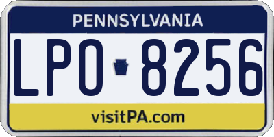 PA license plate LPO8256
