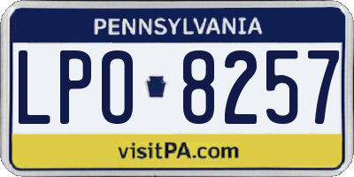 PA license plate LPO8257