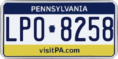 PA license plate LPO8258