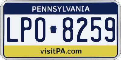 PA license plate LPO8259