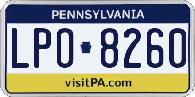 PA license plate LPO8260