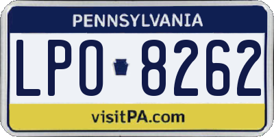 PA license plate LPO8262