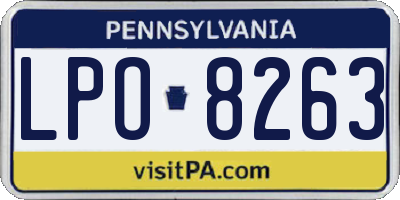 PA license plate LPO8263