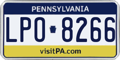 PA license plate LPO8266