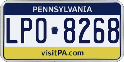 PA license plate LPO8268