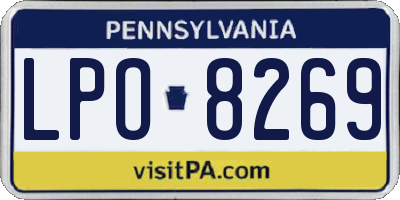PA license plate LPO8269
