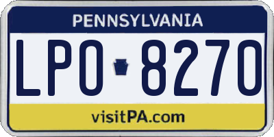 PA license plate LPO8270