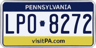 PA license plate LPO8272
