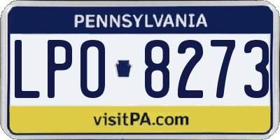PA license plate LPO8273