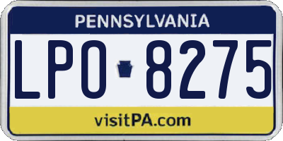 PA license plate LPO8275