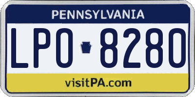 PA license plate LPO8280
