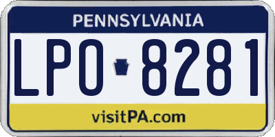 PA license plate LPO8281