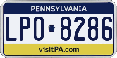 PA license plate LPO8286