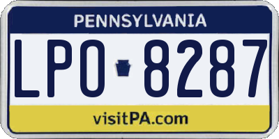 PA license plate LPO8287