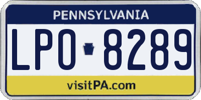 PA license plate LPO8289