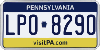 PA license plate LPO8290
