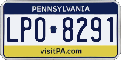 PA license plate LPO8291