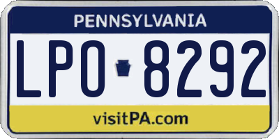 PA license plate LPO8292