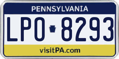 PA license plate LPO8293