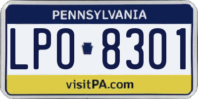 PA license plate LPO8301