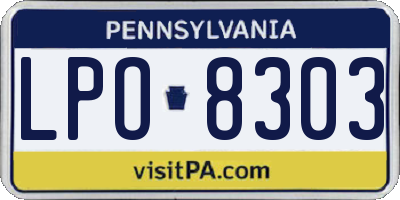 PA license plate LPO8303