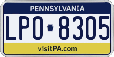 PA license plate LPO8305