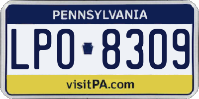 PA license plate LPO8309