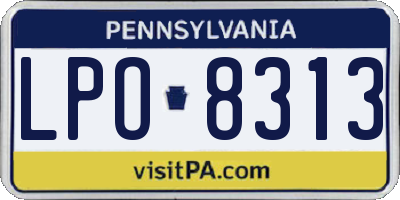 PA license plate LPO8313