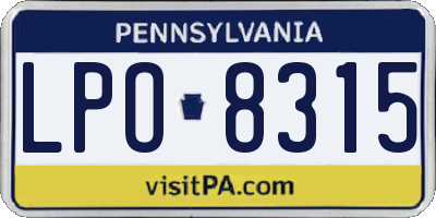PA license plate LPO8315