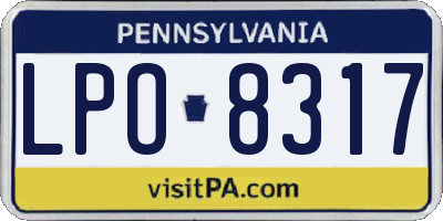PA license plate LPO8317