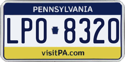 PA license plate LPO8320