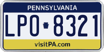 PA license plate LPO8321