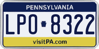 PA license plate LPO8322