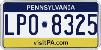 PA license plate LPO8325