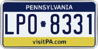 PA license plate LPO8331