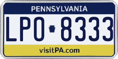 PA license plate LPO8333
