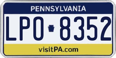 PA license plate LPO8352