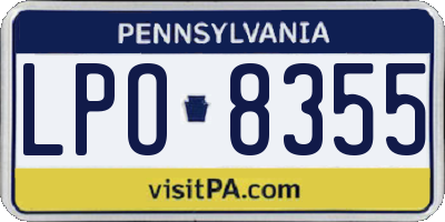 PA license plate LPO8355