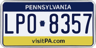 PA license plate LPO8357