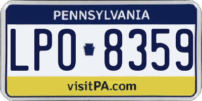 PA license plate LPO8359