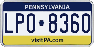 PA license plate LPO8360