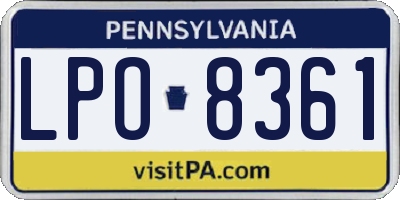 PA license plate LPO8361