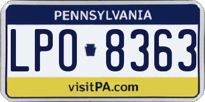 PA license plate LPO8363