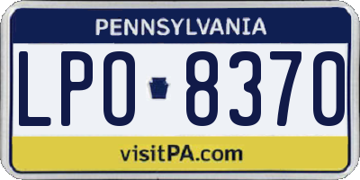 PA license plate LPO8370