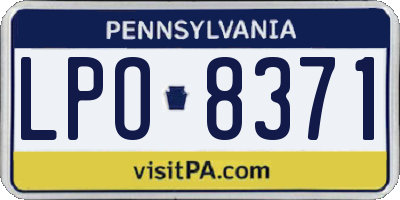 PA license plate LPO8371