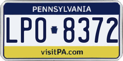 PA license plate LPO8372